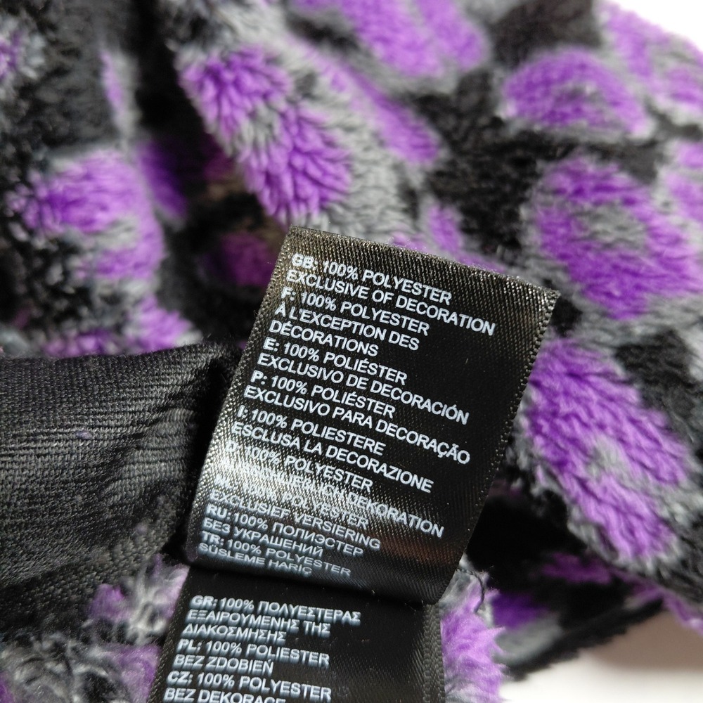 The North Face Womens Purple Leopard Print Cropped Fleece Osito Hoodie Small - Picture 5 of 14